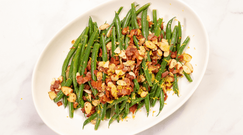 Easy Green Beans Almondine With Bacon- The Gay Globetrotter