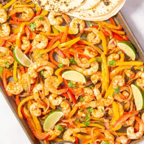 Sheet Pan Shrimp Fajitas 25 Minutes The Gay Globetrotter