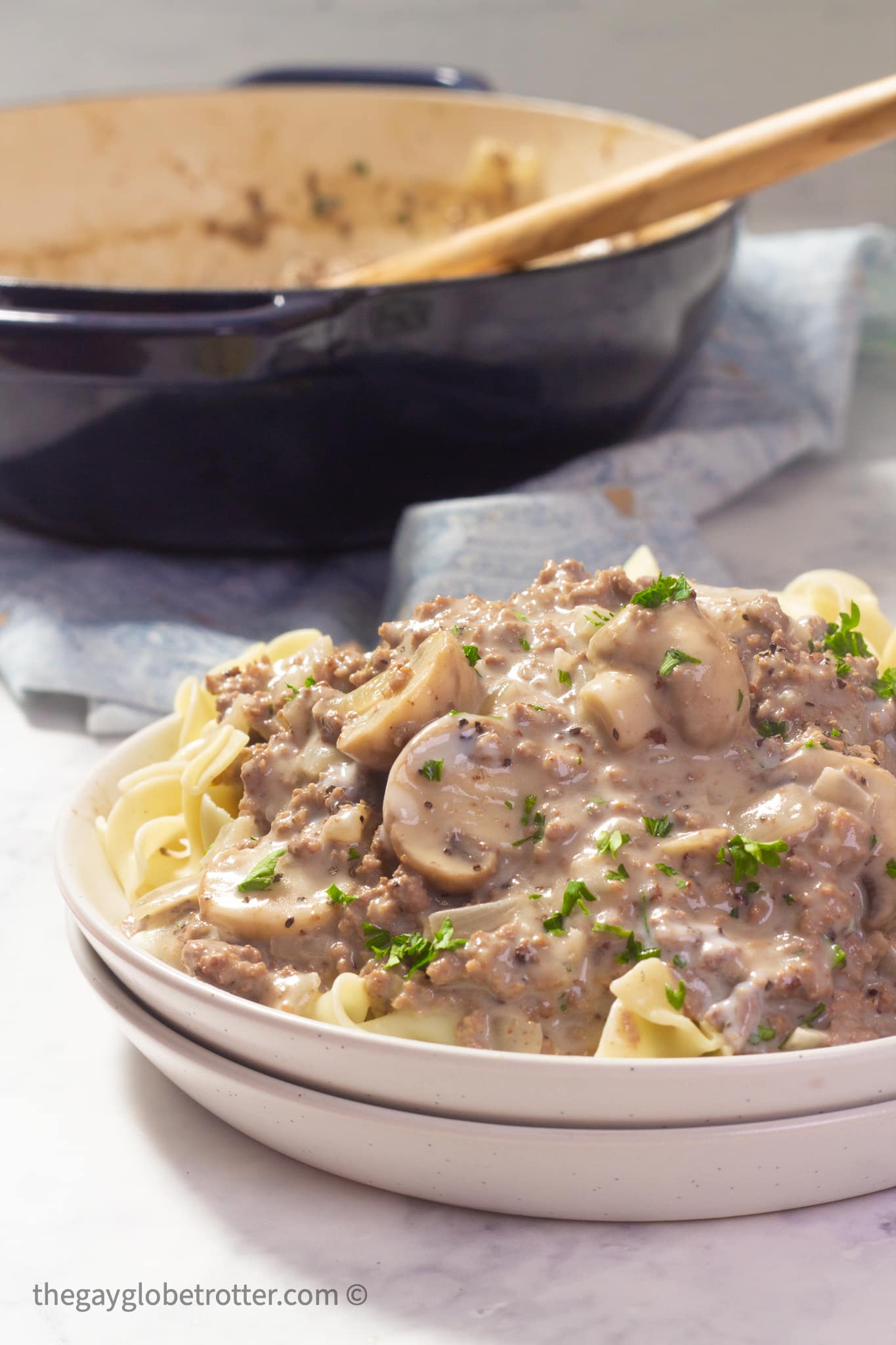 Ground Beef Stroganoff {One Pot, 30 minutes} - The Gay Globetrotter