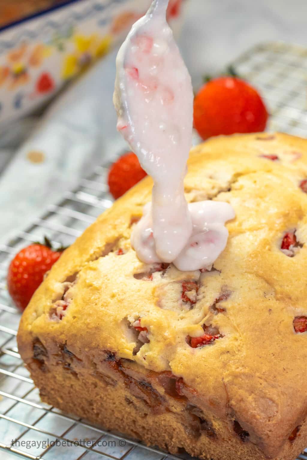 Strawberry Bread With Strawberry Glaze - The Gay Globetrotter